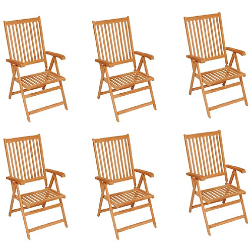 Maison Chic Lot de 6 Chaises de jardin,Fauteuil d'extérieur avec coussins gris Bois de teck -MN63303