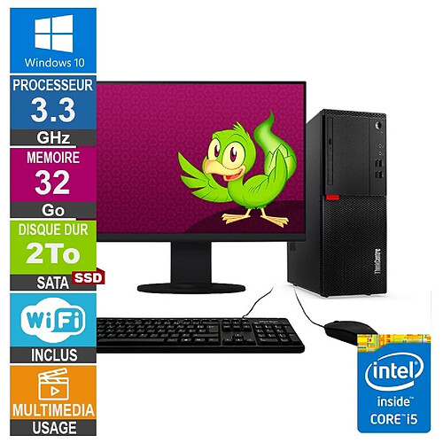 Lenovo M710T i5-6400 3.30GHz 32Go/2To SSD Wifi W10 + Ecran 27 · Reconditionné