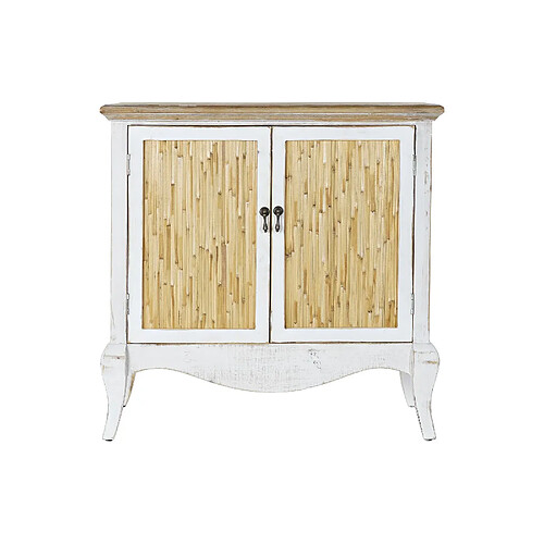 Visiodirect Commode en bois sapin blanc avec 2 portes et 1 étagère - Largeur 81,5 x Hauteur 82,5 x Profondeur 38cm