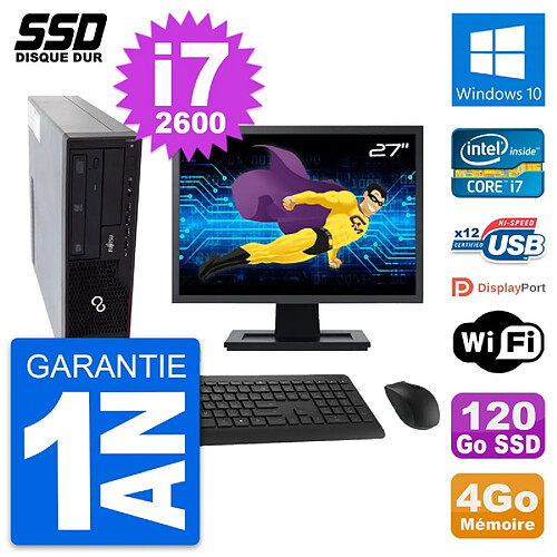 PC Fujitsu E910 DT Ecran 27" Intel i7-2600 RAM 4Go SSD 120Go Windows 10 Wifi · Occasion