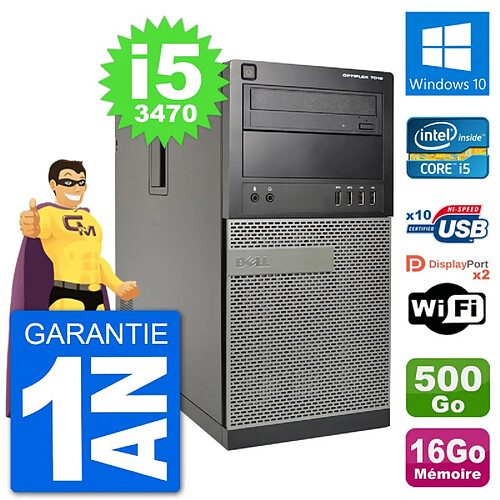 PC Tour Dell 7010 Intel Core i5-3470 RAM 16Go Disque Dur 500Go Windows 10 Wifi · Occasion