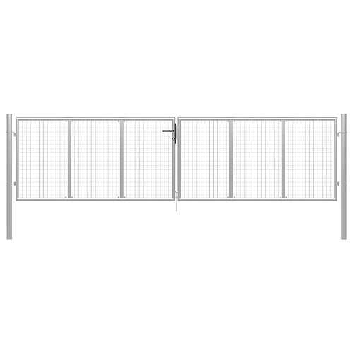 vidaXL Porte de jardin Acier galvanisé 415x150 cm Argenté