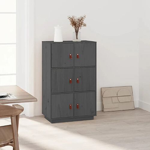 vidaXL Buffet haut Gris 67x40x108,5 cm Bois massif de pin