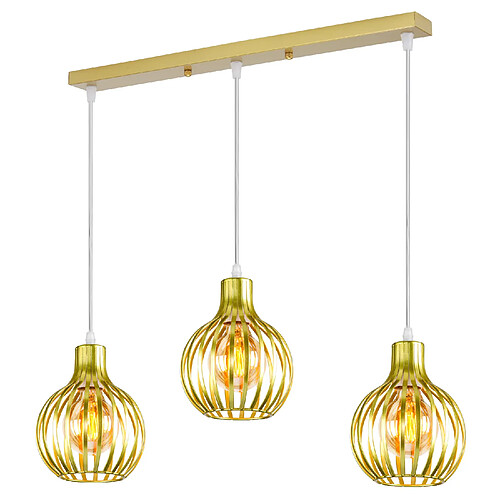 Stoex 3 Lumières Suspension Vintage Lustre Moderne Plafonnier D'Intérieur Rétro Suspension Lustre E27 Métal Or Pour Chambre, Salle À Manger, Bureau