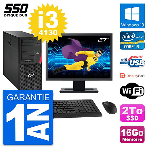 PC Tour Fujitsu P720 Ecran 27" Intel i3-4130 RAM 16Go SSD 2To Windows 10 Wifi · Occasion