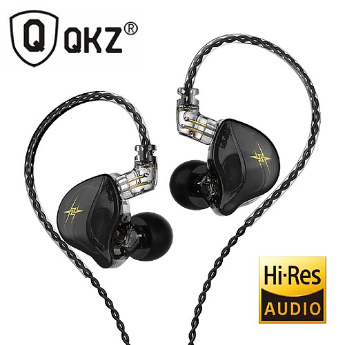 GUPBOO QKZ ZXT Écouteurs HiFi à double pilote Casque filaire détachable avec micro Casque antibruit de basse Casque de moniteur de musique EDX