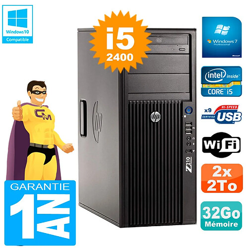 PC HP WorkStation Z210 Tour Core i5-2400 RAM 32Go 2 x 2To Graveur DVD Wifi W7 · Occasion