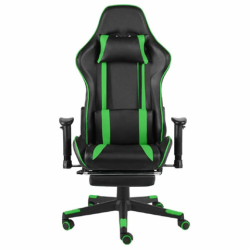 Maison Chic Chaise de jeu, Chaise gaming pivotante avec repose-pied, Fauteuil gamer,Chaise de Bureau Vert PVC -GKD91709