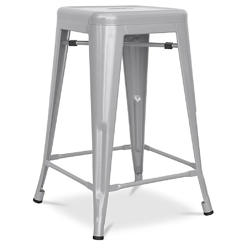 ICONIK INTERIOR Tabouret de bar - Design industriel - Acier mat - 60cm - Nouvelle édition - Stylix Gris clair