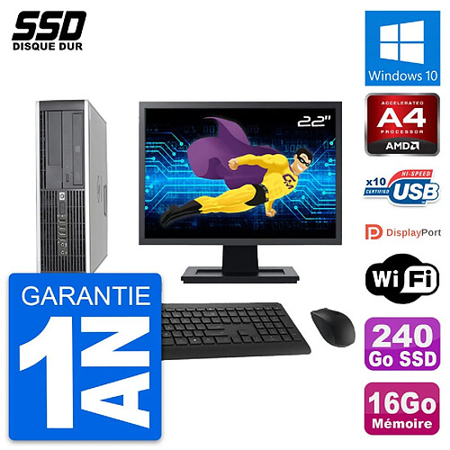 PC HP 6305 Pro SFF Ecran 22" AMD A4-5300B RAM 16Go SSD 240Go Windows 10 Wifi · Occasion