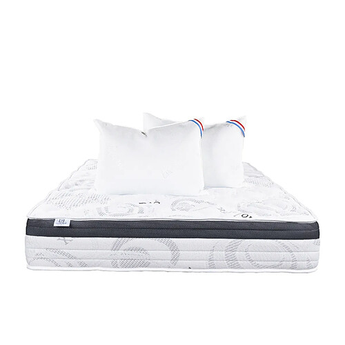 LUXURY LITERIE Matelas 140x200 cm, Sleeplux, 26cm, latex, ergonomique, face été/hiver, haute densité + 2 Oreillers