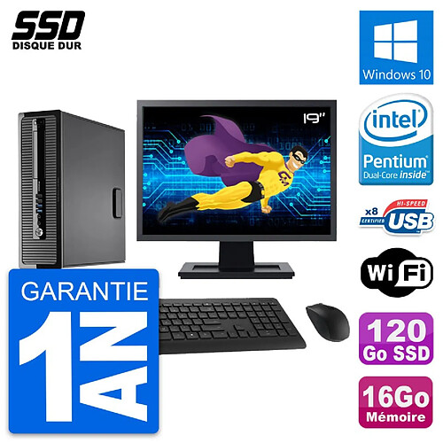 PC HP ProDesk 400 G1 SFF Ecran 19" G3220 RAM 16Go SSD 120Go Windows 10 Wifi · Occasion