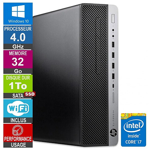 HP 800 G3 SFF i7-6700 4GHz 32Go/1To SSD Wifi W10 · Reconditionné