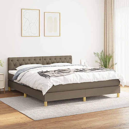 Maison Chic Lit Adulte - Lit simple Lit à sommier tapissier avec matelas moelleux - Meuble de Chambre - Taupe 160x200 cm Tissu -MN51810