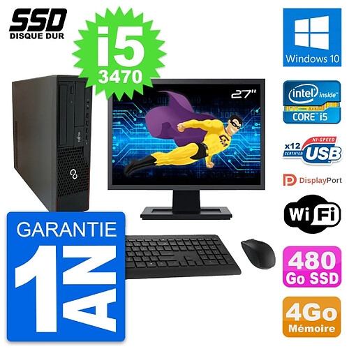 PC Fujitsu E910 DT Ecran 27" Intel i5-3470 RAM 4Go SSD 480Go Windows 10 Wifi · Occasion