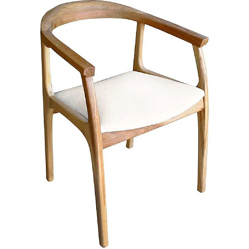 Hanah Home Chaise en bois de hêtre et lin Porto.