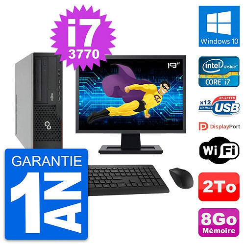 PC Fujitsu E910 DT Ecran 19" Intel i7-3770 RAM 8Go Disque 2To Windows 10 Wifi · Occasion