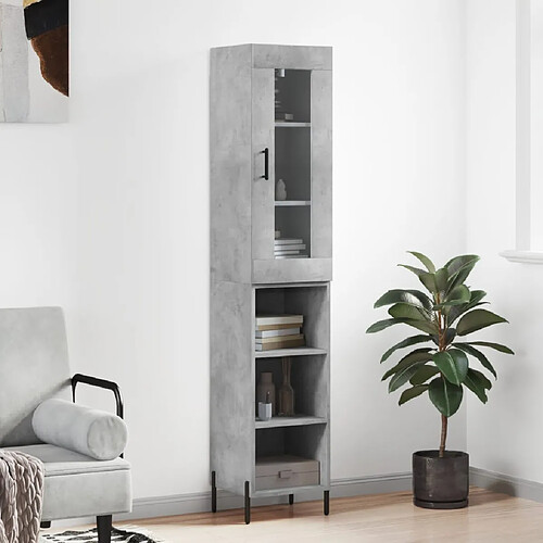 vidaXL Buffet haut Gris béton 34,5x34x180 cm Bois d'ingénierie