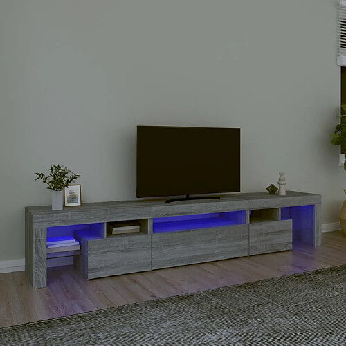 Maison Chic Meubles TV avec lumières LED - Banc TV pour salon Sonoma gris 215x36,5x40 cm -MN99566