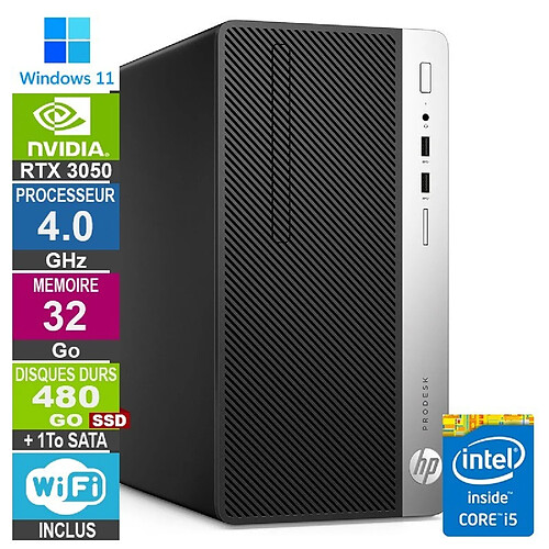 HP PC Gamer LPG-400G5 i5-8400 4.00GHz 32Go/480Go SSD + 1To/RTX 3050 · Reconditionné