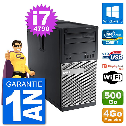 PC Tour Dell 9020 Intel Core i7-4790 RAM 4Go Disque Dur 500Go Windows 10 Wifi · Occasion