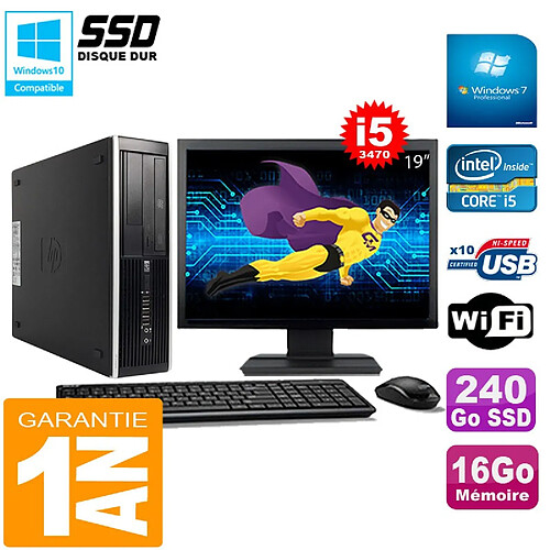 PC HP Compaq Pro 6300 SFF I5-3470 16Go 240Go SSD Graveur DVD Wifi W7 Ecran 19" · Occasion