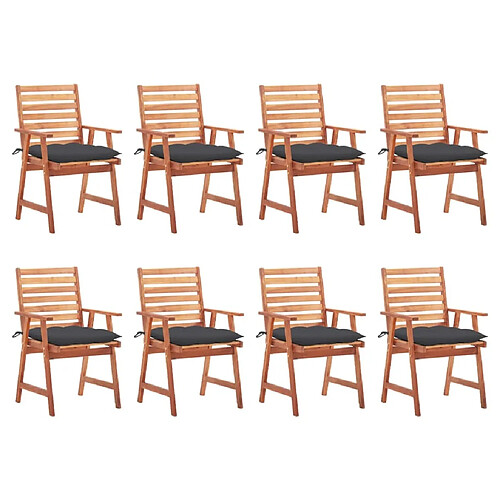 Maison Chic Lot de 8 Chaises à dîner d'extérieur avec coussins | Fauteuil chaises à manger d'extérieur Acacia massif -GKD91712