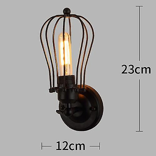 Universal Loft American Iron Black Lampadaire Applique Vintage Cage Garde Loft Luminaire Luminaire Eclairage Intérieur Moderne Applique (Style K)