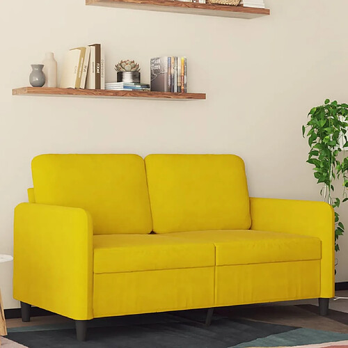 vidaXL Canapé à 2 places Jaune 120 cm Velours