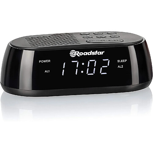 Roadstar Radio-réveil avec écran LED et Port USB, 20 Stations mémorisées, Tuner Radio Noir