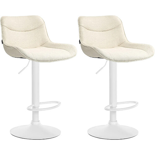 Non Lot de 2 tabourets de bar Vonore tissu blanc