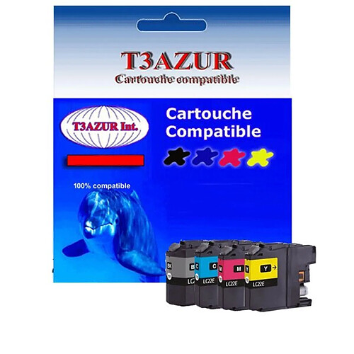 T3AZUR - Lot de 4 Cartouches compatibles Brother LC22U XL