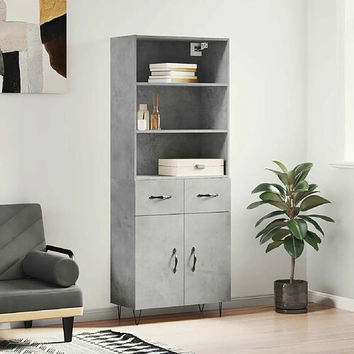 Maison Chic Buffet,Meuble de Rangement,commode pour salon,Cuisine Gris béton 69,5x34x180 cm Bois d'ingénierie -MN41383