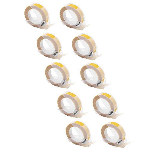 vhbw 10x cassette cartouche ruban de marquage 3D 9mm blanc sur jaune pour imprimante d'étiquette Dymo 1535, 1540, 1550, 1570, 1575, 1745, 1755, 1765