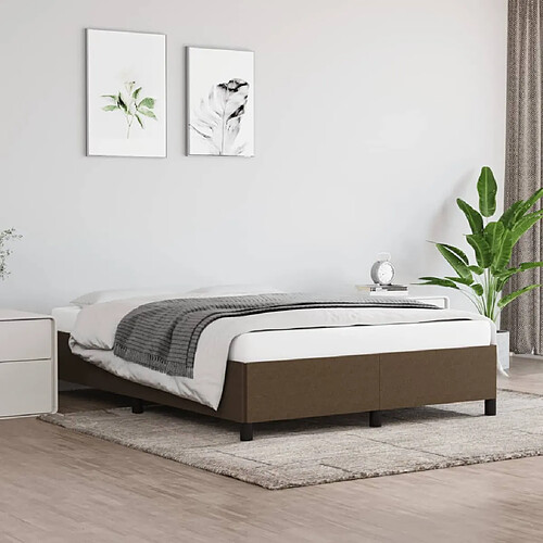 vidaXL Cadre de lit sans matelas marron foncé 140x190 cm tissu