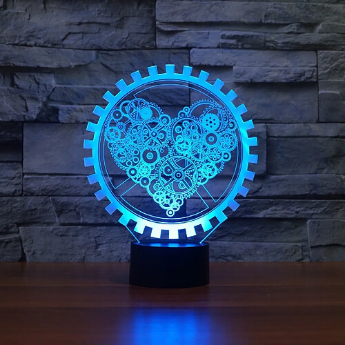 Wewoo Lampe de table lumineuse colorée en forme de cœur 3D Gear LED Visionversion USB et batterie