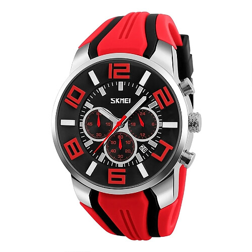 Wewoo Montre sport Mode multifonctionnel 3D à grand cadran montre-bracelet à quartz étanche (rouge)