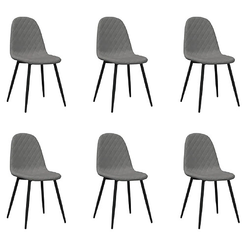 Maison Chic Lot de 6 Chaises à manger | Chaise de salle à manger cuisine gris clair velours -GKD46490