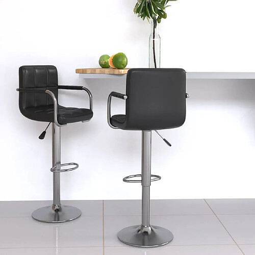 vidaXL Tabourets de bar lot de 2 noir similicuir