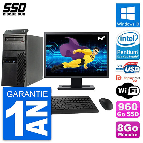 PC Tour Lenovo M83 Ecran 19" Intel G3220 RAM 8Go SSD 960Go Windows 10 Wifi · Occasion