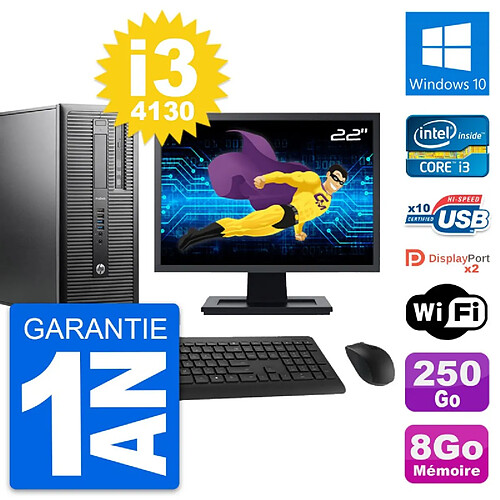 PC Tour HP 600 G1 Ecran 22" Intel i3-4130 RAM 8Go Disque 250Go Windows 10 Wifi · Occasion