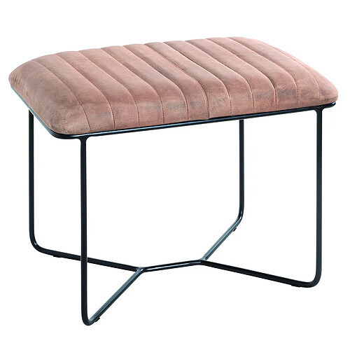 Pegane Tabouret en métal et cuir coloris marron - Longueur 60 x Hauteur 48 x Profondeur 38 cm