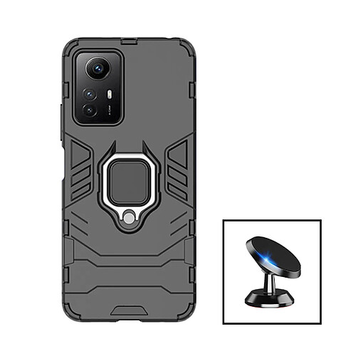 PHONECARE Kit Support Magnétique de Voiture + Coque 3X1 Military Defender pour Xiaomi Redmi Note 12S - Noir