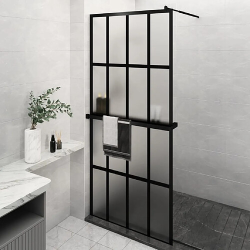 Maison Chic Paroi de douche | Écran de douche | Cloison de douche avec étagère Noir 100x195cm Verre ESG&Aluminium -GKD20220