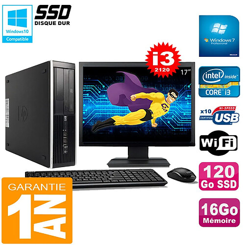 PC HP Compaq Pro 6300 SFF I3-2120 16Go 120Go SSD Graveur DVD Wifi W7 Ecran 17" · Occasion