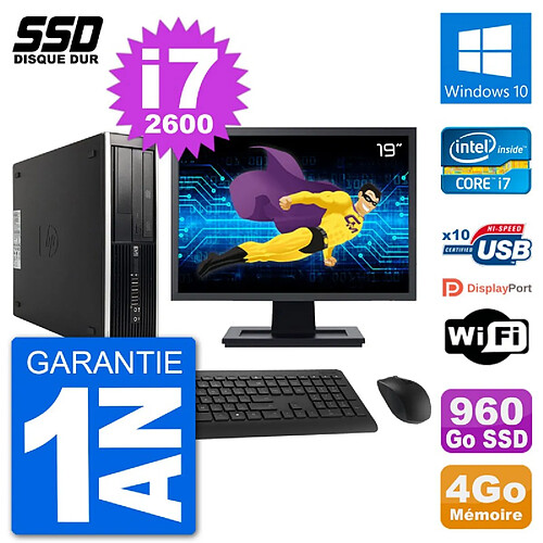 PC HP Compaq 6200 Pro SFF Ecran 19" i7-2600 RAM 4Go SSD 960Go Windows 10 Wifi · Occasion