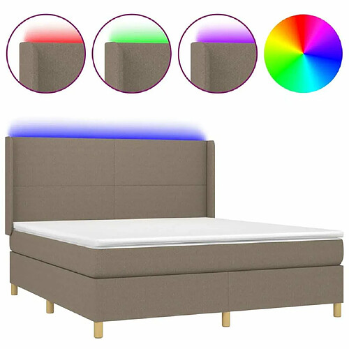 Maison Chic Lit adulte- Lit + matelas + LED,Sommier à lattes de lit matelas et LED Taupe 180x200 cm Tissu -GKD14025