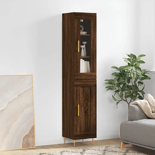 vidaXL Buffet haut Chêne marron 34,5x34x180 cm Bois d'ingénierie