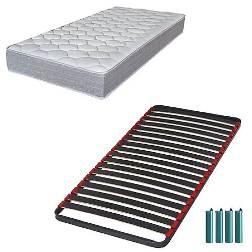 Ebac Matelas mousse + Sommier métal C39 90x200 Madere - Hauteur 24 cm - Soutien ferme