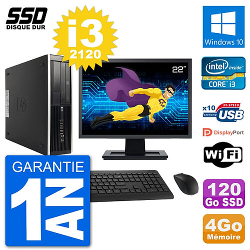 PC HP 8300 Elite SFF Ecran 22" Intel i3-2120 RAM 4Go SSD 120Go Windows 10 Wifi · Occasion